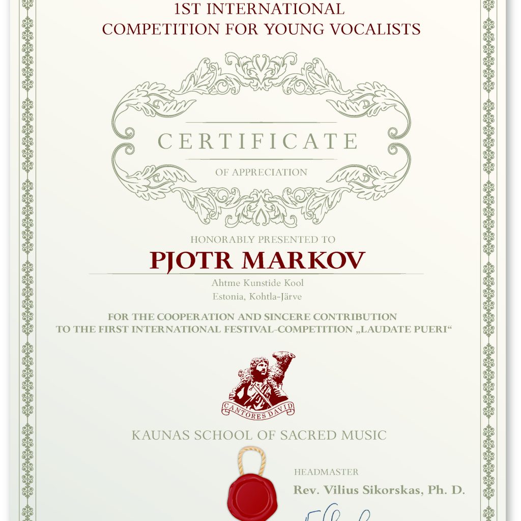73 Certificate Of Appreciation PJOTR MARKOV